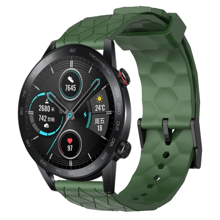 For Honor Magic Watch 2 46mm 22mm Football Pattern Solid Color Silicone Watch Band(Army Green) - free shipping - PMC TechLife - Order now!