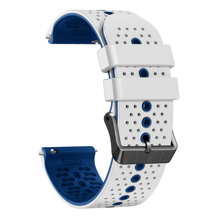 For Amazfit GTR 2e 22mm Perforated Two-Color Silicone Watch Band(White+Blue) - free shipping - PMC TechLife - Order now!