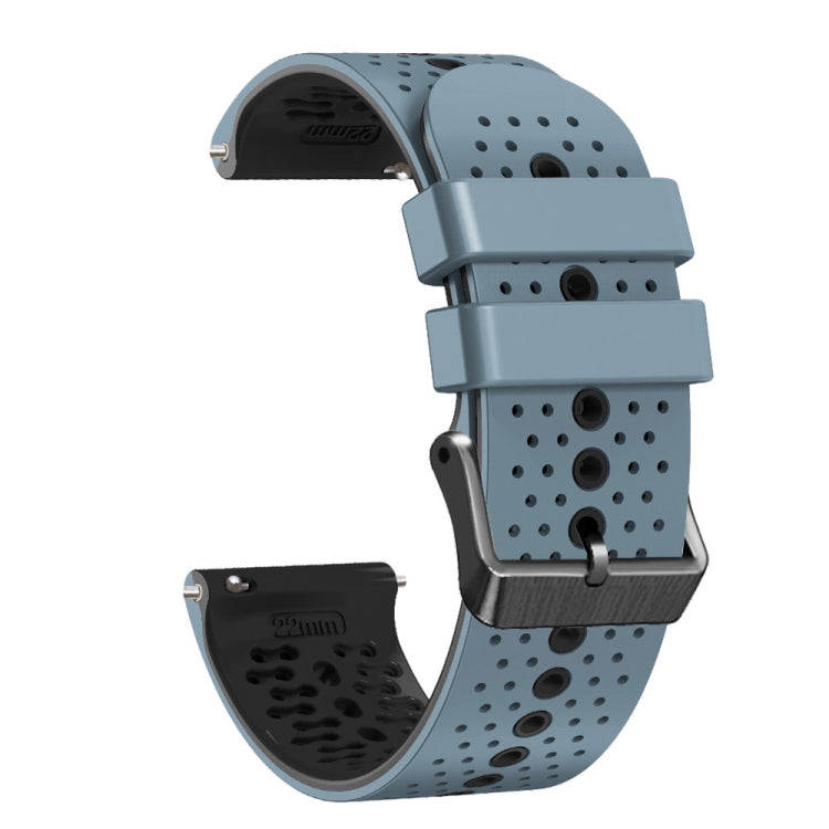 For Amazfit GTR 2e 22mm Perforated Two-Color Silicone Watch Band(Blue+Black) - free shipping - PMC TechLife - Order now!