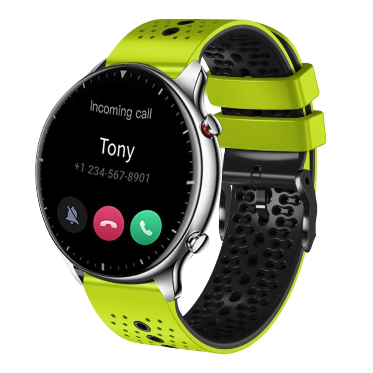For Amazfit GTR 2 22mm Perforated Two-Color Silicone Watch Band(Lime+Black) - free shipping - PMC TechLife - Order now!