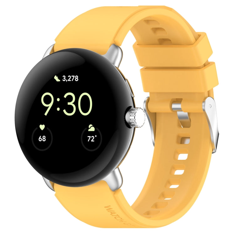For Google Pixel Watch Metal Connector + Solid Color Silicone Watch Band(Yellow) - free shipping - PMC TechLife - Order now!