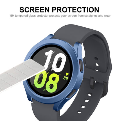 For Samsung Galaxy Watch4/5 40mm ENKAY Hat-Prince Waterproof Full Coverage PC Frame + 9H Tempered Glass Case(Grey Blue) - Watch Cases by ENKAY | Online Shopping South Africa | PMC Jewellery | Buy Now Pay Later Mobicred