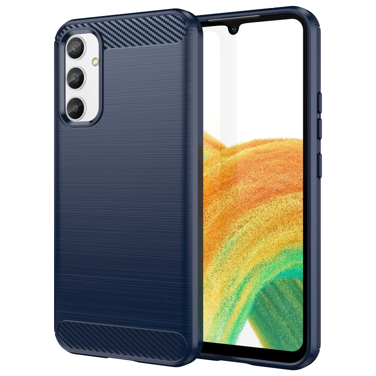 For Samsung Galaxy A34 5G Brushed Texture Carbon Fiber TPU Phone Case(Blue) - free shipping - PMC TechLife - Order now!