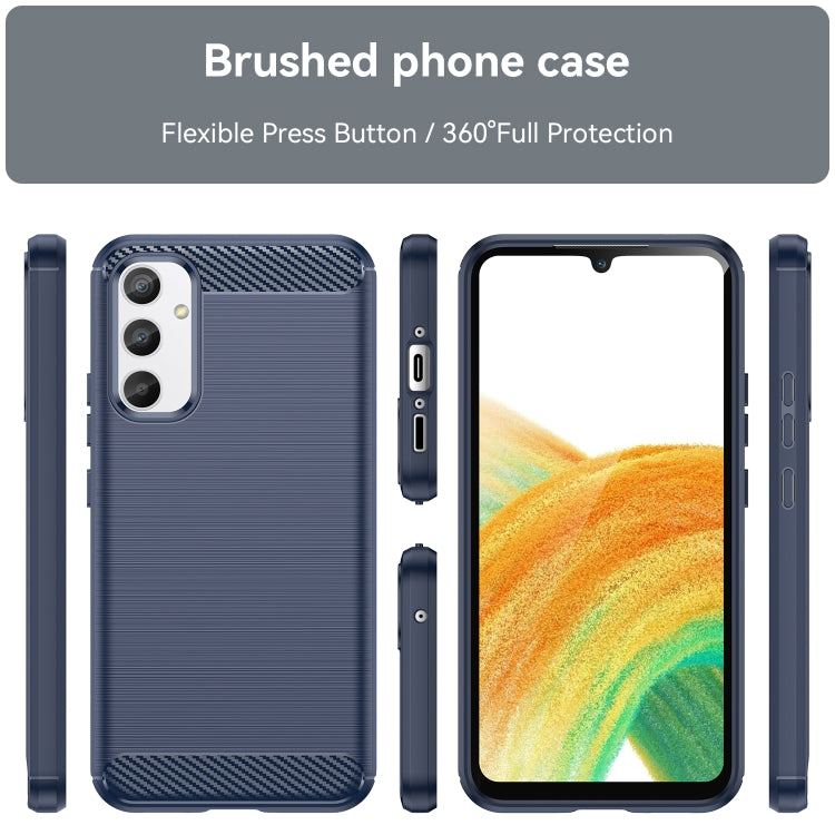 For Samsung Galaxy A34 5G Brushed Texture Carbon Fiber TPU Phone Case(Blue) - free shipping - PMC TechLife - Order now!