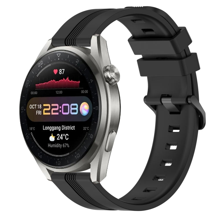 For Huawei Watch 3 Pro 22mm Concave Striped Slicone Watch Band(Black) - free shipping - PMC TechLife - Order now!