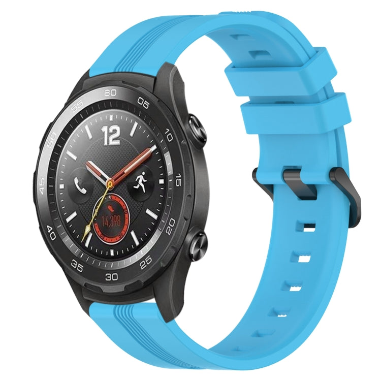 For Huawei Watch 2 20mm Concave Striped Slicone Watch Band(Sky Blue) - free shipping - PMC TechLife - Order now!