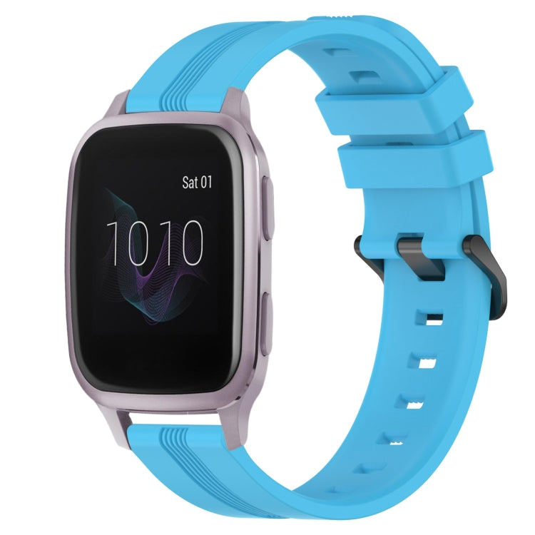 Compatible with Garmin Venu SQ 20mm Concave Striped Slicone Watch Band(Sky Blue) - free shipping - PMC TechLife - Order now!