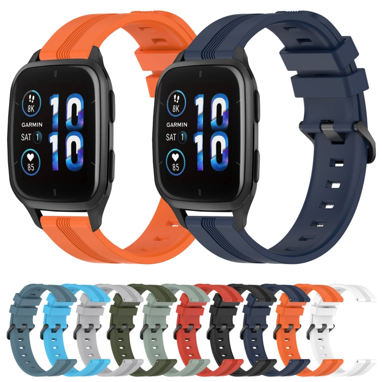 Compatible with Garmin Compatible witherunner Sq2 20mm Concave Striped Slicone Watch Band(Navy Blue) - free shipping - PMC TechLife - Order now!