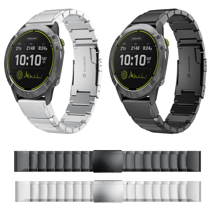 Compatible with Garmin Enduro 26mm Tortoise Shell Stainless Steel Watch Band(Black) - free shipping - PMC TechLife - Order now!