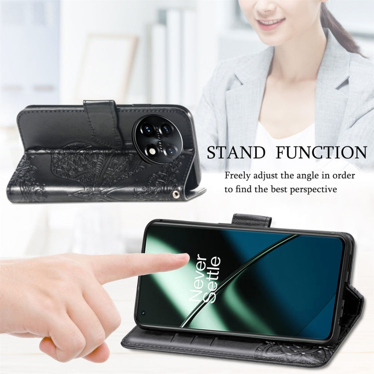 For OnePlus 11 Butterfly Love Flower Embossed Flip Leather Phone Case(Blue) - free shipping - PMC TechLife - Order now!