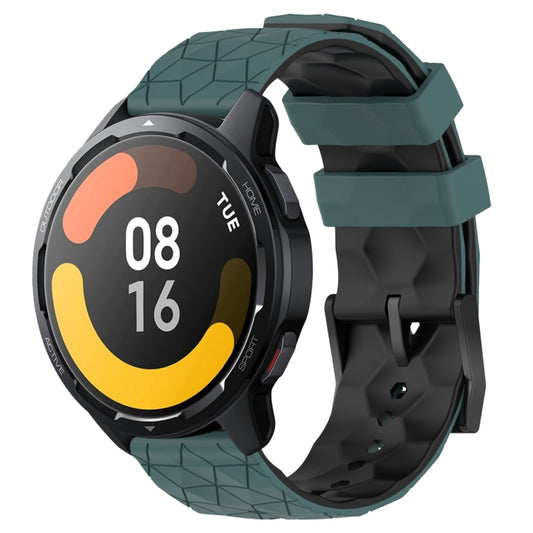 For Xiaomi MI Watch S1 Active 22mm Football Pattern Two-Color Silicone Watch Band(Olive Green + Black) - Watch Bands by PMC Jewellery | Online Shopping South Africa | PMC Jewellery | Buy Now Pay Later Mobicred