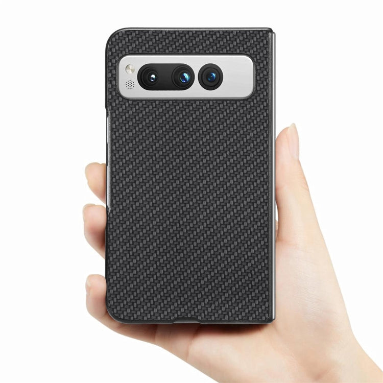 For Google Pixel Fold Carbon Fiber Texture Leather Back Cover Phone Case(Black) - Google Cases by PMC Jewellery | Online Shopping South Africa | PMC Jewellery