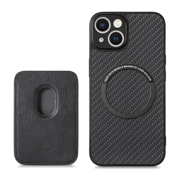 For iPhone 13 mini Carbon Fiber Leather Card Magsafe Magnetic Phone Case(Black) - iPhone 13 mini Cases by PMC TechLife | Online Shopping South Africa | PMC TechLife | Buy Now Pay Later Mobicred