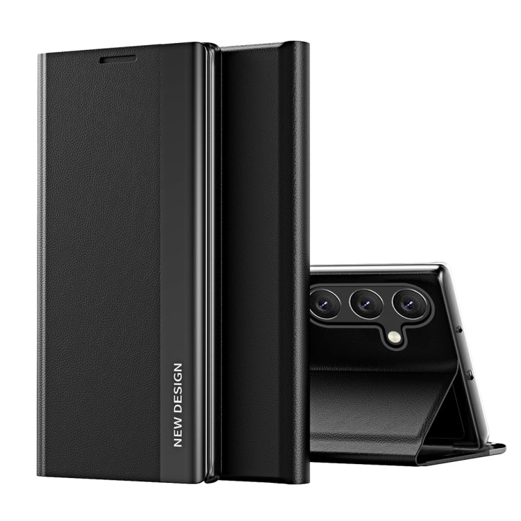 For Samsung Galaxy A54 5G Side Electroplated Adsorption Leather Phone Case(Black) - Galaxy Phone Cases by PMC TechLife | Online Shopping South Africa | PMC TechLife | Buy Now Pay Later Mobicred