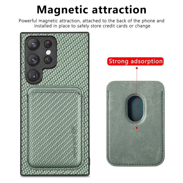 For Samsung Galaxy S22 5G Carbon Fiber Leather Card Magsafe Magnetic Phone Case(Green) - Galaxy S22 5G Cases by PMC Jewellery | Online Shopping South Africa | PMC Jewellery