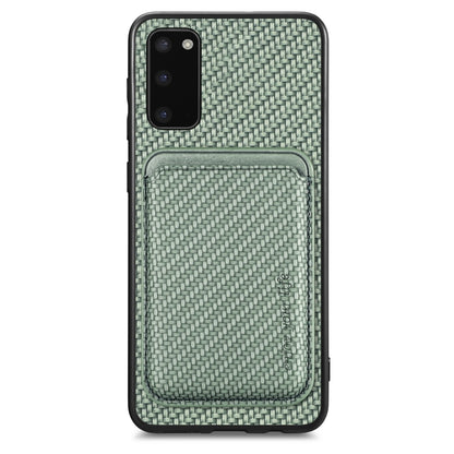 For Samsung Galaxy S20 Carbon Fiber Leather Card Magsafe Magnetic Phone Case(Green) - Galaxy Phone Cases by PMC Jewellery | Online Shopping South Africa | PMC Jewellery