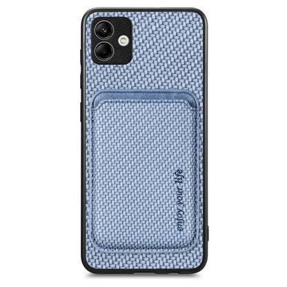 For Samsung Galaxy A04 4G Carbon Fiber Leather Card Magsafe Magnetic Phone Case(Blue) - Galaxy Phone Cases by PMC Jewellery | Online Shopping South Africa | PMC Jewellery