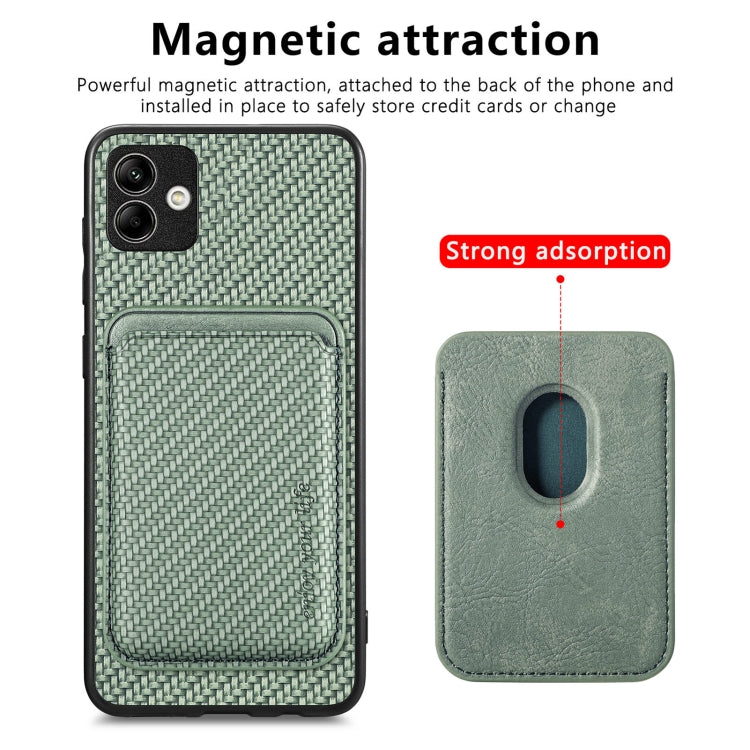 For Samsung Galaxy A04 4G Carbon Fiber Leather Card Magsafe Magnetic Phone Case(Green) - Galaxy Phone Cases by PMC Jewellery | Online Shopping South Africa | PMC Jewellery