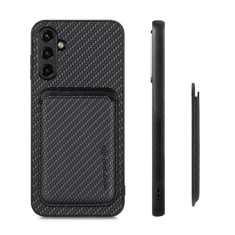 For Samsung Galaxy A54 5G Carbon Fiber Leather Card Magsafe Magnetic Phone Case(Black) - Galaxy Phone Cases by PMC TechLife | Online Shopping South Africa | PMC TechLife