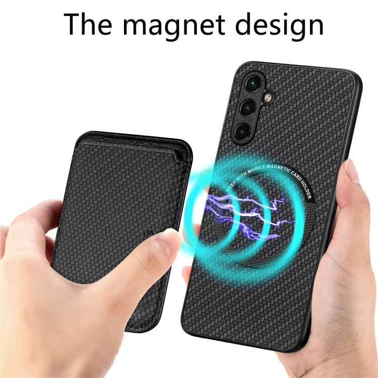For Samsung Galaxy A54 5G Carbon Fiber Leather Card Magsafe Magnetic Phone Case(Black) - Galaxy Phone Cases by PMC TechLife | Online Shopping South Africa | PMC TechLife