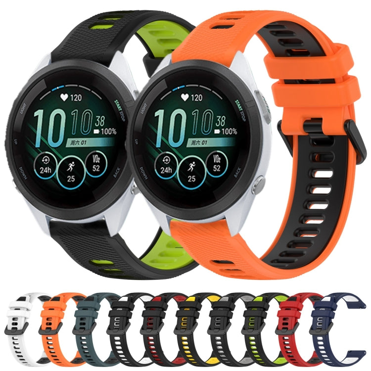 For Garmin Forerunner 265S 18mm Sports Two-Color Silicone Watch Band(Orange+Black) - Smart Wear by PMC Jewellery | Online Shopping South Africa | PMC Jewellery