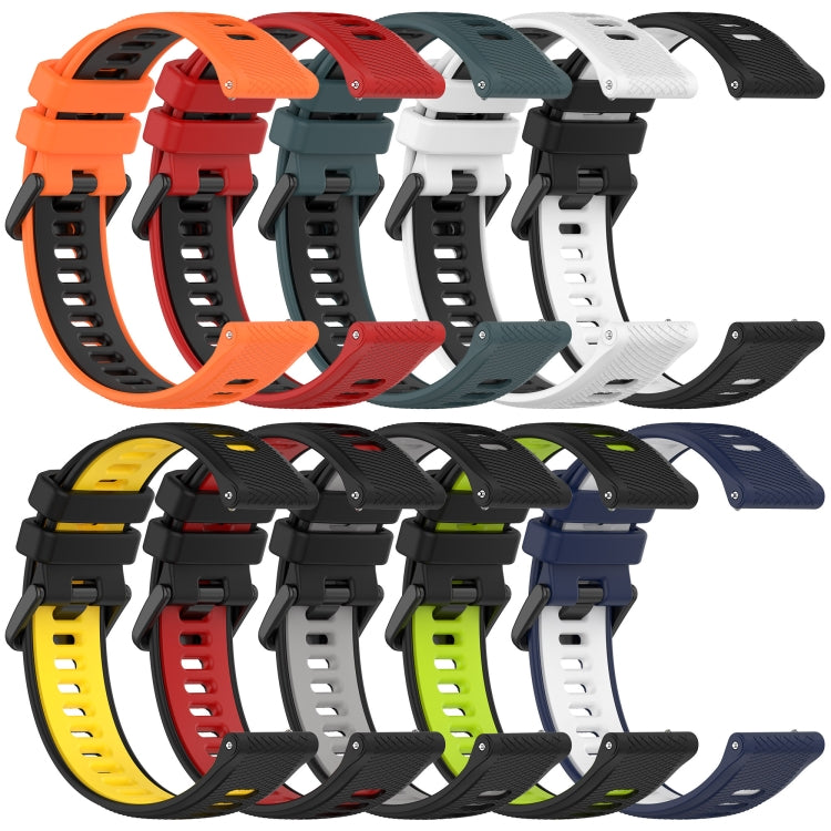 For Garmin Vivoactive 4S 18mm Sports Two-Color Silicone Watch Band(White+Black) - Smart Wear by PMC Jewellery | Online Shopping South Africa | PMC Jewellery