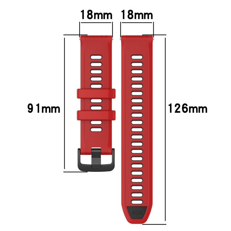 For Garmin Active S 18mm Sports Two-Color Silicone Watch Band(Black+Red) - Smart Wear by PMC Jewellery | Online Shopping South Africa | PMC Jewellery