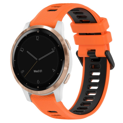 For Garmin Active S 18mm Sports Two-Color Silicone Watch Band(Orange+Black) - Smart Wear by PMC Jewellery | Online Shopping South Africa | PMC Jewellery