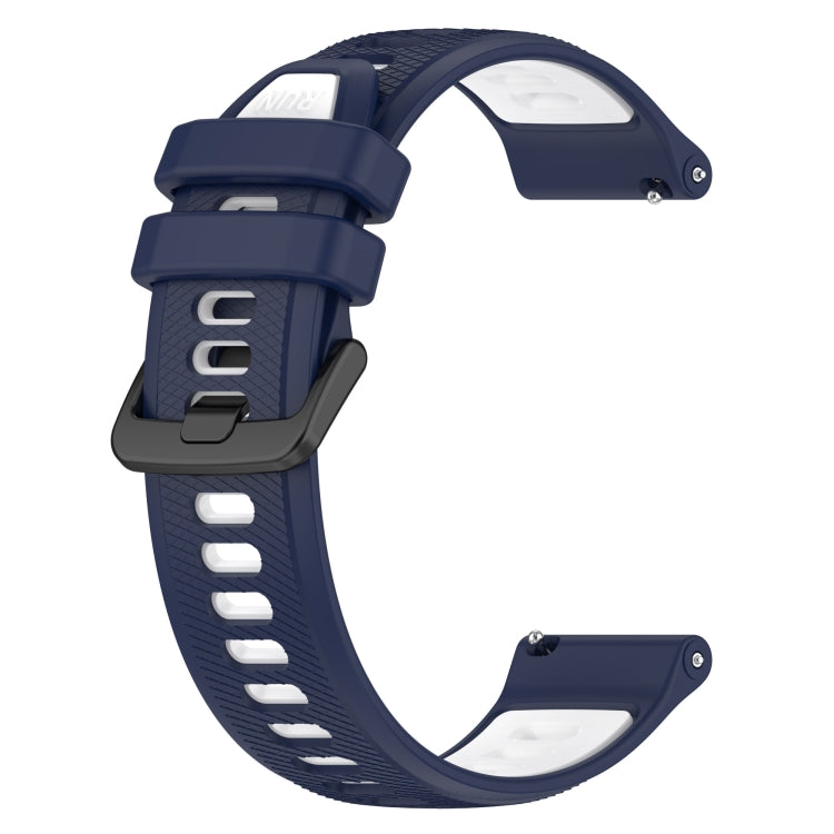 For Garmin Active S 18mm Sports Two-Color Silicone Watch Band(Midnight Blue+White) - Smart Wear by PMC TechLife | Online Shopping South Africa | PMC TechLife