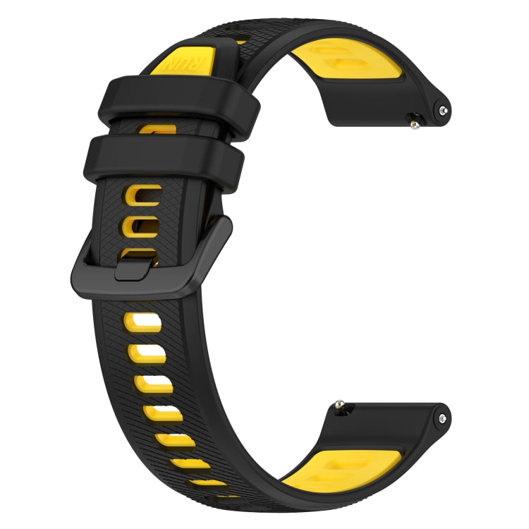 For Garmin Forerunner 255S 18mm Sports Two-Color Silicone Watch Band(Black+Yellow) - Smart Wear by PMC Jewellery | Online Shopping South Africa | PMC Jewellery