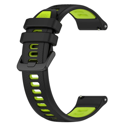 For Garmin Forerunner 255S 18mm Sports Two-Color Silicone Watch Band(Black+Green) - Smart Wear by PMC Jewellery | Online Shopping South Africa | PMC Jewellery