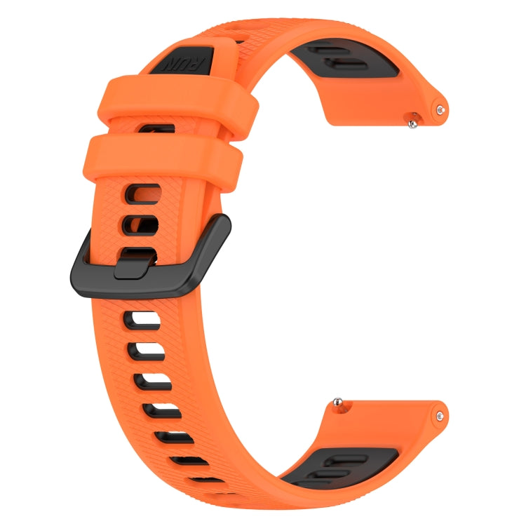 For Garmin Forerunner 255S Music 18mm Sports Two-Color Silicone Watch Band(Orange+Black) - Smart Wear by PMC Jewellery | Online Shopping South Africa | PMC Jewellery