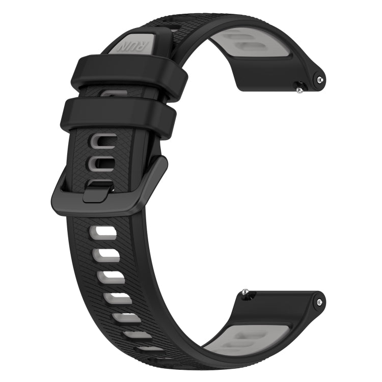 For Garmin Forerunner 255S Music 18mm Sports Two-Color Silicone Watch Band(Black+Grey) - Smart Wear by PMC Jewellery | Online Shopping South Africa | PMC Jewellery