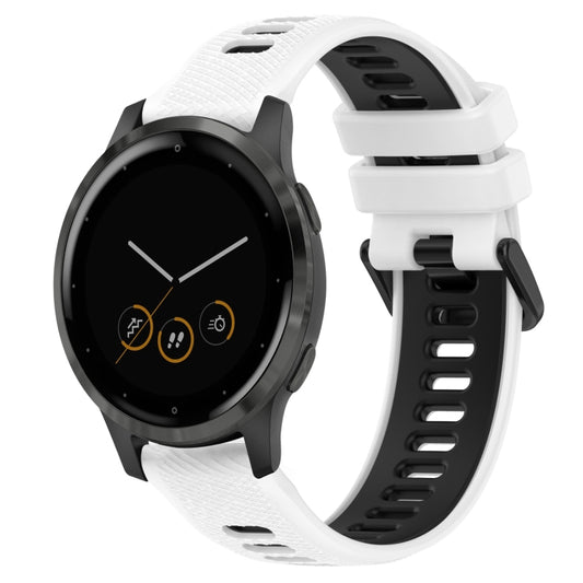 For Garmin Vivoactive 4S 18mm Sports Two-Color Silicone Watch Band(White+Black) - Smart Wear by PMC Jewellery | Online Shopping South Africa | PMC Jewellery