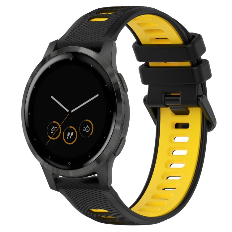For Garmin Vivoactive 4S 18mm Sports Two-Color Silicone Watch Band(Black+Yellow) - Smart Wear by PMC Jewellery | Online Shopping South Africa | PMC Jewellery