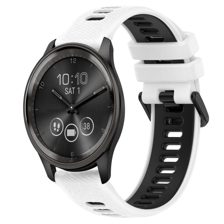 For Garmin Vivomove Trend 20mm Sports Two-Color Silicone Watch Band(White+Black) - Smart Wear by PMC Jewellery | Online Shopping South Africa | PMC Jewellery