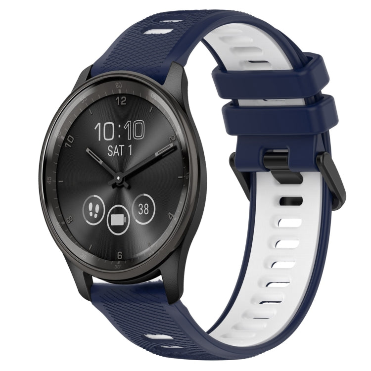 For Garmin Vivomove Trend 20mm Sports Two-Color Silicone Watch Band(Midnight Blue+White) - Smart Wear by PMC Jewellery | Online Shopping South Africa | PMC Jewellery