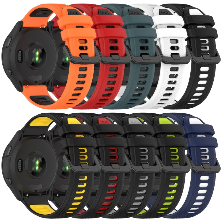 For Garmin Forerunner Sq2 20mm Sports Two-Color Silicone Watch Band(Orange+Black) - Smart Wear by PMC Jewellery | Online Shopping South Africa | PMC Jewellery