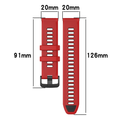 For Garmin Forerunner 158 20mm Sports Two-Color Silicone Watch Band(Black+Red) - Smart Wear by PMC Jewellery | Online Shopping South Africa | PMC Jewellery