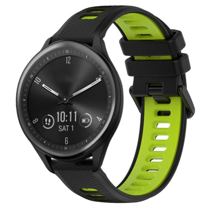 For Garmin Vivomove Sport 20mm Sports Two-Color Silicone Watch Band(Black+Green) - Smart Wear by PMC Jewellery | Online Shopping South Africa | PMC Jewellery