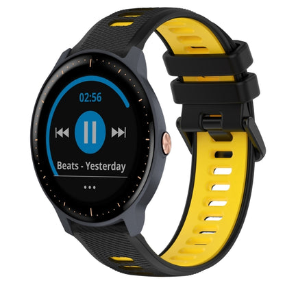 For Garmin Vivoactive3 Music 20mm Sports Two-Color Silicone Watch Band(Black+Yellow) - Smart Wear by PMC Jewellery | Online Shopping South Africa | PMC Jewellery