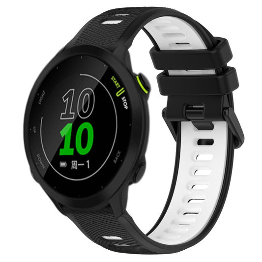 For Garmin Forerunner 158 20mm Sports Two-Color Silicone Watch Band(Black+White) - Smart Wear by PMC Jewellery | Online Shopping South Africa | PMC Jewellery