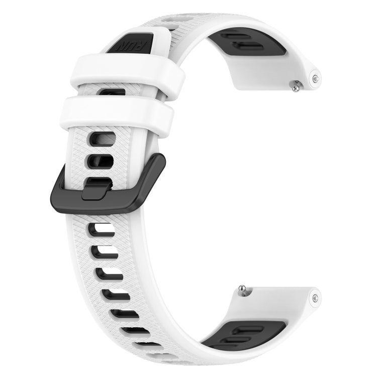 For Garmin Forerunner 55 20mm Sports Two-Color Silicone Watch Band(White+Black) - Smart Wear by PMC Jewellery | Online Shopping South Africa | PMC Jewellery