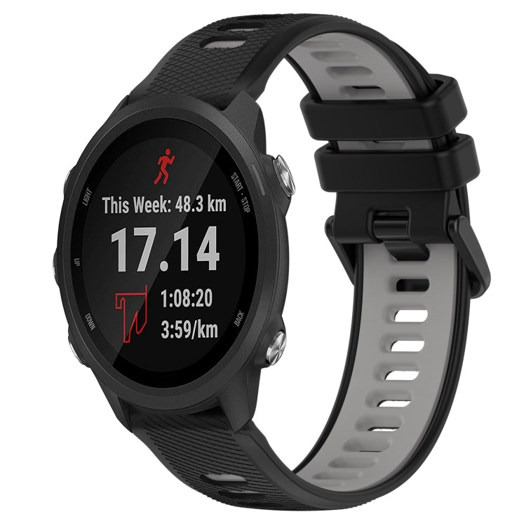 For Garmin Forerunner 245 20mm Sports Two-Color Silicone Watch Band(Black+Grey) -  by PMC Jewellery | Online Shopping South Africa | PMC Jewellery