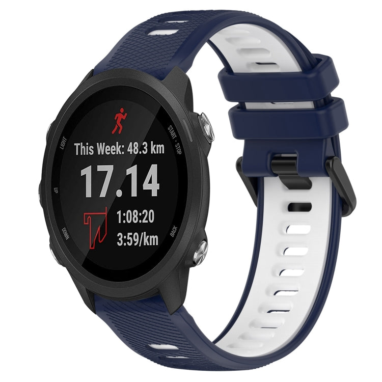 For Garmin Forerunner 245 20mm Sports Two-Color Silicone Watch Band(Midnight Blue+White) - Smart Wear by PMC Jewellery | Online Shopping South Africa | PMC Jewellery