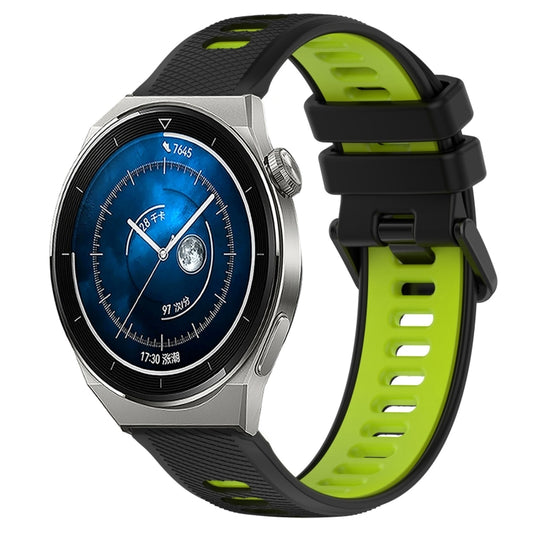For Huawei Watch GT3 Pro 43mm 20mm Sports Two-Color Silicone Watch Band(Black+Green) - Smart Wear by PMC Jewellery | Online Shopping South Africa | PMC Jewellery