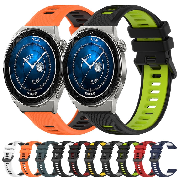 For Huawei Watch GT3 Pro 43mm 20mm Sports Two-Color Silicone Watch Band(Black+White) - Smart Wear by PMC Jewellery | Online Shopping South Africa | PMC Jewellery