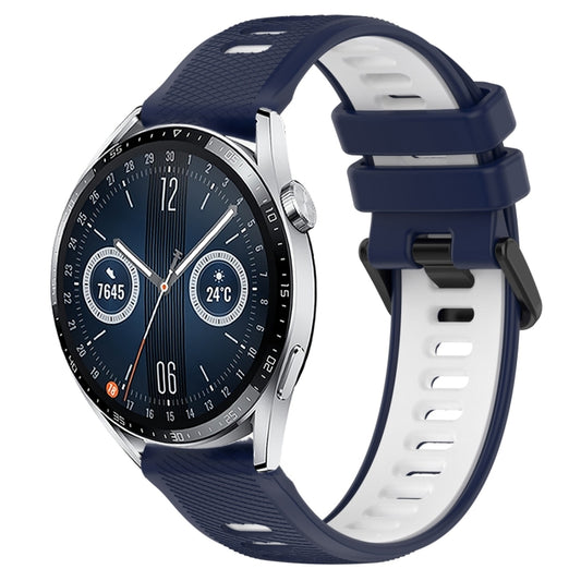 For Huawei Watch GT3 42mm 20mm Sports Two-Color Silicone Watch Band(Midnight Blue+White) - Smart Wear by PMC Jewellery | Online Shopping South Africa | PMC Jewellery