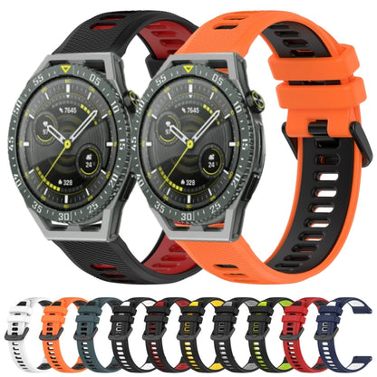 For Huawei Watch GT3 Pro 46mm 22mm Sports Two-Color Silicone Watch Band(Black+Yellow) - Smart Wear by PMC Jewellery | Online Shopping South Africa | PMC Jewellery
