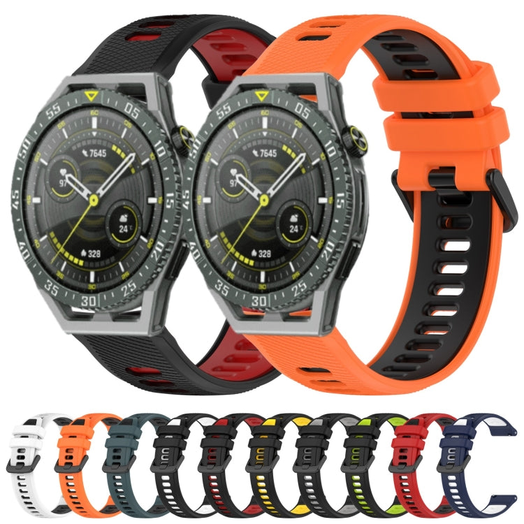For Huawei Watch GT 2E 22mm Sports Two-Color Silicone Watch Band(Black+White) - Smart Wear by PMC Jewellery | Online Shopping South Africa | PMC Jewellery